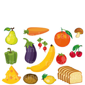 Lebensmittel Obst Gemüse Käse Brot Artikel-Nr.: B17053 Titel: Lebensmittel Frage: Welches dieser Lebensmittel passt nicht zu den anderen? Warum? Auflösung : Brot und Käse passen nicht. Sie sind als einzige schon verarbeitet.