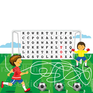 Labyrinthrätsel für Kinder Fußballspieler Torwart Libero