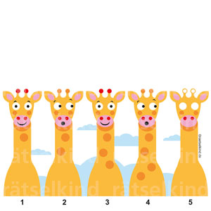 Vergleichsrätsel für Kinder mit lustigen Giraffen