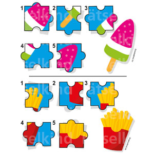 Lieblingsessen Puzzle für Kinder Eis Pommes