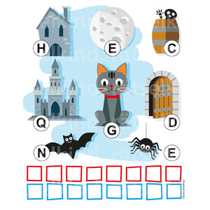 Kinderrätsel Halloween Reihenfolge Alphabet Friedhof