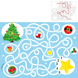 Rätsel für Kinder Weihnachten Labyrinth Stern Dekoration