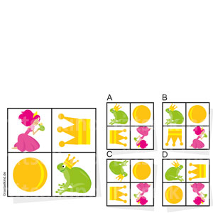 Kinderrätsel Vergleichsrätsel gedrehtes Bild Frosch Prinzessin