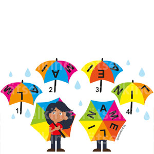 Farben zuordnen bunter Regenschirm
