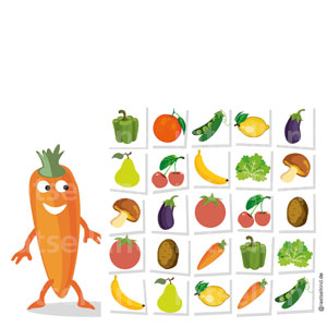 Naturrätsel mit Obst und Gemüse für Kinder