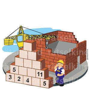 Zahlenpyramide auf der Baustelle