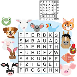 Bauernhof Rätsel für Kinder Buchstabenrätsel