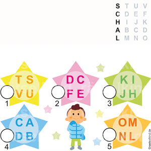 Rätsel für Kinder Winter Winterkleidung Schal Alphabet Buchstaben Leseanfänger