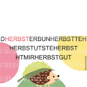Kinderrätsel Buchstabenrätsel Leseanfänger Wort streichen Herbst Herbstlaub Igel Winter Herbst