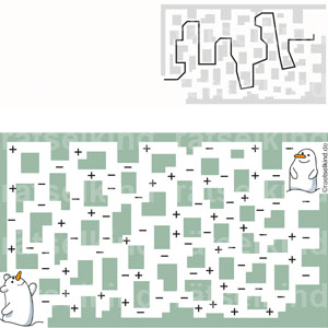 Schneemann Kinderrätsel Labyrinth Weg finden Irrgarten Plus Minus Warm Kalt Schnee Winter