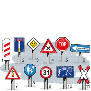 Rätsel für Kinder Verkehrszeichen Verkehrsschilder Straßenschilder Organisation des Verkehrs