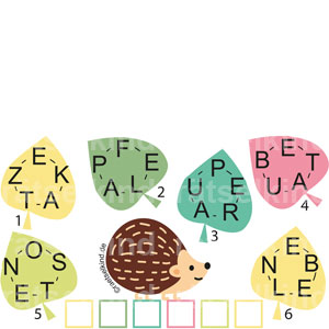 Buchstabenrätsel Leseanfänger Wort Kreiselwörter Anfangsbuchstaben Igel Herbst Blätter Karton