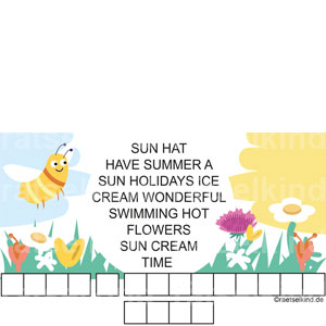 Kinderrätsel Englisch Englischunterricht Vokabeln Sommerwörter Summer Words Biene Grundschule