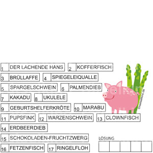 Kinderrätsel Fantasie Phantasie Tiernamen Anfangsbuchstaben Lustige Namen Spargel Schwein Tiere