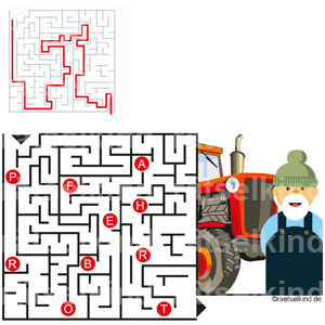 Landwirtschaft Trecker Traktor Landwirt Oldtimer Probefahrt Labyrinth Buchstabenkette Treckerfahrt Traktorfahrt