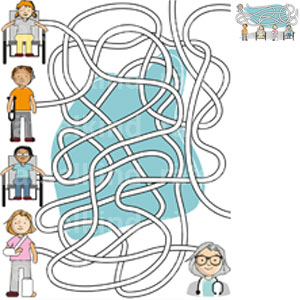 Rätsel für Kinder Arztbesuch Wartezimmer Sprechstunde Patient Arzt Ärztin Krankenhaus