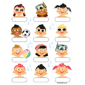 Kinderrätsel Schwimmbad Sommer Schnorcheln Fußball spielen Ball Sonnenbrille Logisches Denken Namen