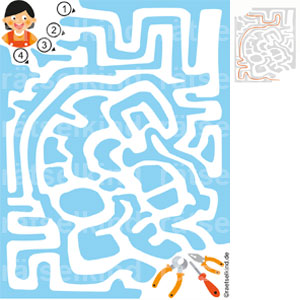 Rätsel Labyrinth Irrgarten Handwerker Handwerkerin Klempner Klempnerin Wasser Werkzeug