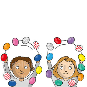 Osterrätsel Vorschulkinder Eiersuche Osterfest bunte Ostereier Jonglieren Spaß Farben Muster