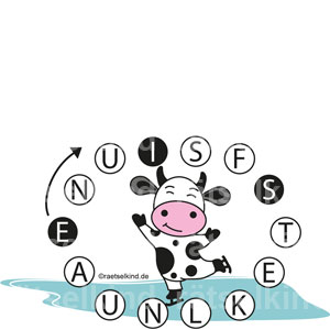 Winterrätsel Buchstabenrätsel Worträtsel Sportart Eiskunstlaufen Kuh auf dem Eis