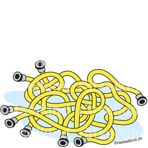 Feuerwehr Rätsel für Kinder Irrgarten Labyrinth Feuerwehrschläuche zählen Schlauch Wasser Feuer