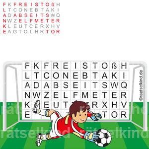 Kinderrätsel Fußballrätsel Kreuzworträtsel Grundschulkinder Torwart Torhüter Torhüterin Fußball