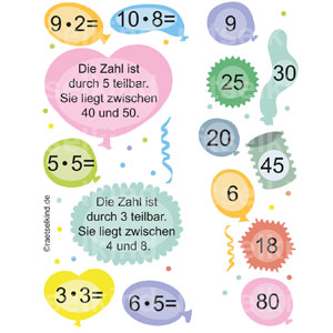 Matherätsel Grundrechenarten Party Karneval Fasching Luftballons Konfetti Geburtstag Multiplikation