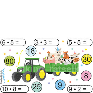Karnevalsrätsel Rechenunterricht Grundrechenarten Trecker Traktor Landwirtschaft Tiere Faschingsfeier