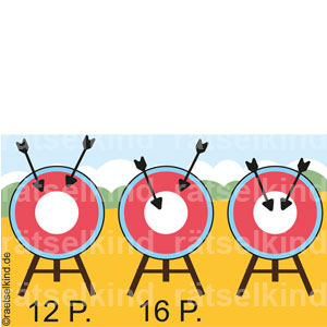 Kinderrätsel Logik Logikrätsel Logisches Denken Bogenschießen Zielscheibe Pfeil Bogen Stoppelfeld