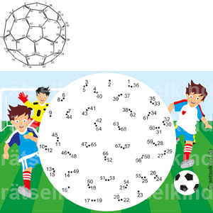 Zahlenrätsel von Punkt zu Punkt Zählen Fußball Fußballspiel Spieler Spielerinnen Tor Torwart