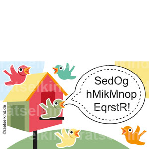 Sommerrätsel Sommer Vogel Vogelhaus Vögel Zwitschern Geheimschrift Buchstaben