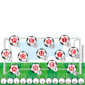 Kinderrätsel Fußball-Europameisterschaft UEFA Fußball Tor Stadion Buchstaben Leseanfänger