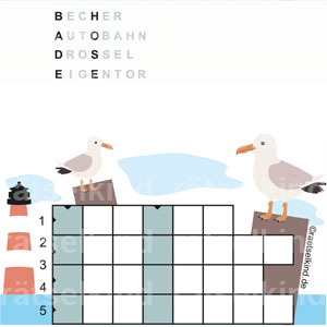 Kinderrätsel Sommerrätsel Sommer Küste Meer baden Badehose Wasser Ferien Möwen Leuchtturm Schwimmen