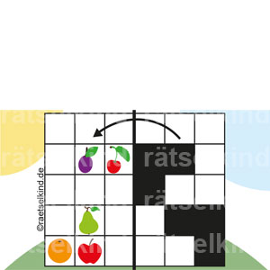 Rätsel für Kinder Logikrätsel Logikrätsel Obst Fläche Linie Räumliche Vorstellungskraft