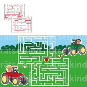 Landwirtschaft Labyrinth Irrgarten Acker Feldarbeit Trecker Traktoren Weg finden
