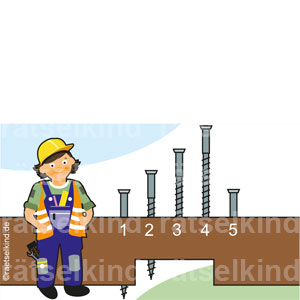 Logikrätsel Räumliche Vorstellungskraft Räumlichkeit Länge Handwerk Schrauben Baustelle