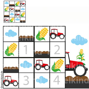 Sodoku Landwirtschaft Mais Silomais Feldmais Zuckermais Acker Traktor Trecker