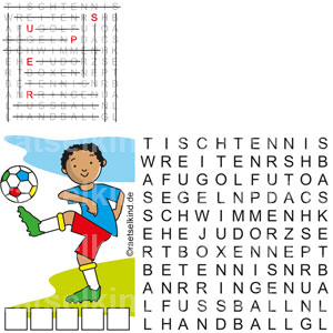 Kreuzworträtsel Sport Sportarten Buchstabensalat Fußball Handball Rudern Basketball