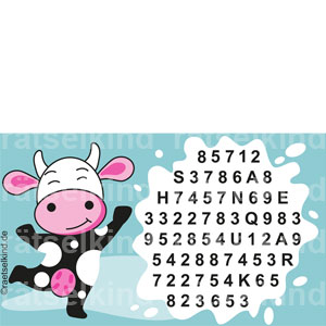 Kinderrätsel Buchstaben Zahlen Leseanfänger Grundschule Kuh Rind Milch Milchprodukte Sahnequark Quark