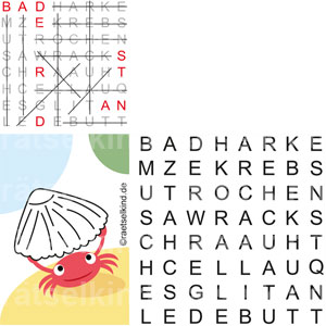 Grundschule Kreuzworträtsel Meere Meerestiere Fischernetz Badestrand