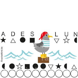 Meere Meer Piraten Möwe Geheimschrift Symbole Buchstaben geometrische Formen