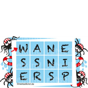 Wortschlange Buchstabenschlange Wasserspinne Spinnen Wasser Halloween