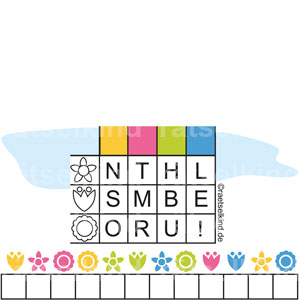 Blumenrätsel für Kinder Sommer Strohblumen Symbole Buchstaben Geheimschrift Grundschule