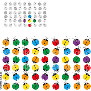 Richtung Lage Raum über unter neben links rechts Käfer bunt Insekten Farbe Farben erkennen