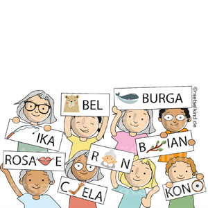 Rätsel für Kinder Rebus Vornamen Bilder Buchstaben Leseanfänger Grundschule Vorschule Lesen lernen