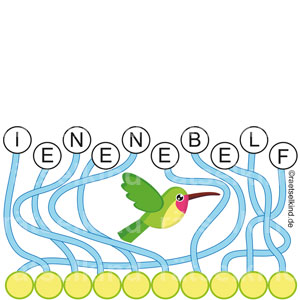 Kinderrätsel Rätsel für Kinder Labyrinth Buchstabenrätsel Tierrätsel Vogel Kubaelfe Bienenelfe