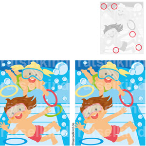 Fehlersuchbild Unterschiede finden Sommer Freibad Schwimmbad Ferien