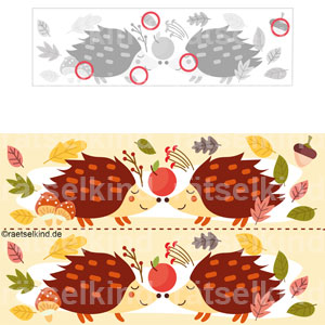 Fehler finden Fehlersuchbild Herbsträtsel Vergleichsrätsel Herbst Igel Laub Blätter