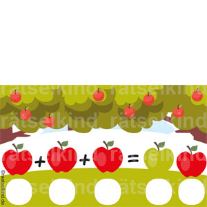 Kinderrätsel Logikaufgabe Grundschule Denksport Rechnung Symbole Apfel Äpfel Obst Addition Summe