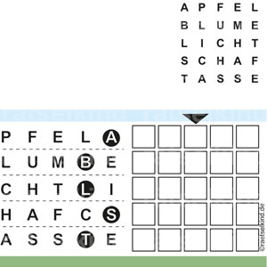 Rätsel für Leseanfänger Grundschulkinder Alphabet Buchstaben Buchstabensalat Tiername